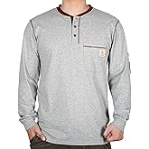 BOCOMAL FR Shirts for Men CAT2 5.5oz Long Sleeve Henley Workwear Flame Resistant Fire Retardant Shirt