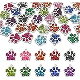 Framendino, Animal Cat Dog Paw Print Charms Glitter Footprint Beads for DIY Jewelry Making