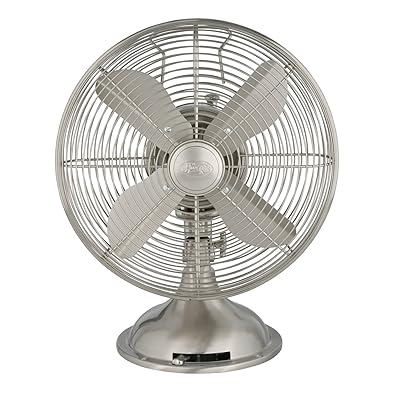 HUNTER 90400 Retro Table Fan, 12", Brushed Nickel