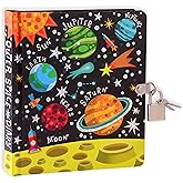 MOLLYBEE KIDS Outer Space Lock and Key Diary for Boys and Girls, 208 Lined Pages