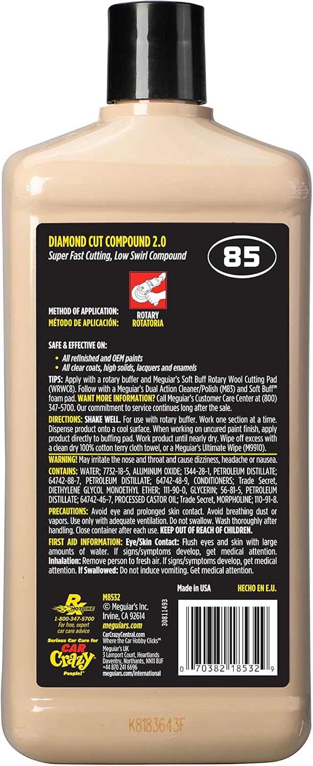 Meguiar's M8532 Mirror Glaze Diamond Cut Compound 2.0, 32 Fluid Ounces: Automotive