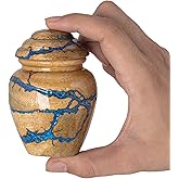 STONLIF Wooden Cremation Urns for Human Ashes Adult Male 3 Cubic Inches - Urns for Ashes for Women & Men - Blue Urn for Ash Adult Male - Decorative Urns - Burial and Funeral Urn - Blue, Keepsake
