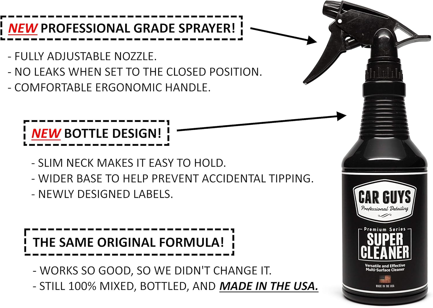 CarGuys Super Cleaner - Effective All Purpose Cleaner - Best for Leather Vinyl Carpet Upholstery Plastic Rubber and Much More! - 18 oz Kit: Health & Personal Care