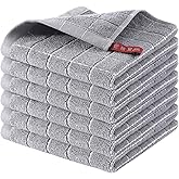 Homaxy 100% Cotton Terry Kitchen Dish Cloths, Ultra Soft and Absorbent Dish Towels for Kitchen, Suitable for Drying and Washing Dishes, 6 Pack, 12 x 12 Inches, Light Grey