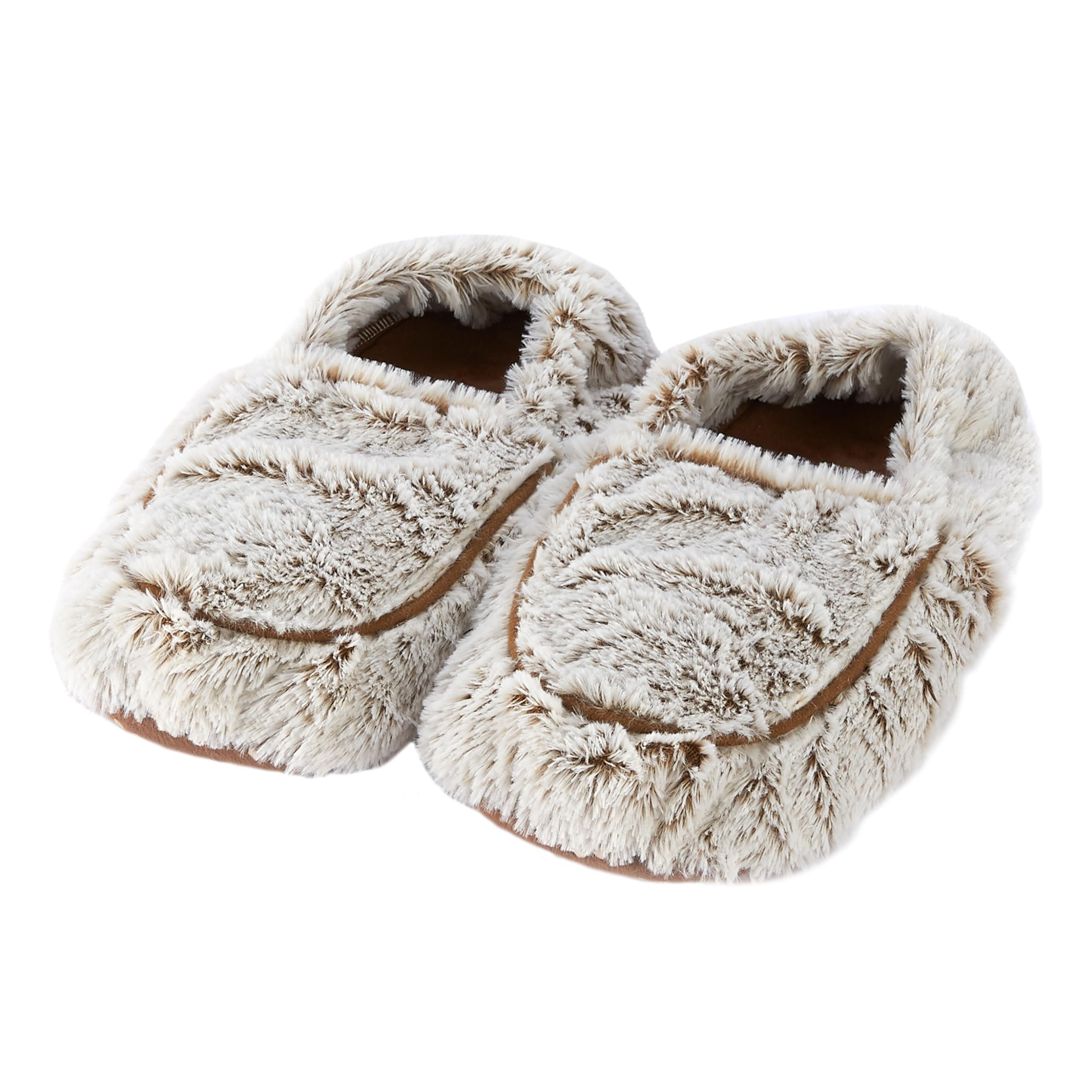 Warmies Microwavable Slippers, Heatable Ladies Slippers with French Dried Lavender, Soothing Warmth and Comfort, One Size Marshmallow Beige Colour