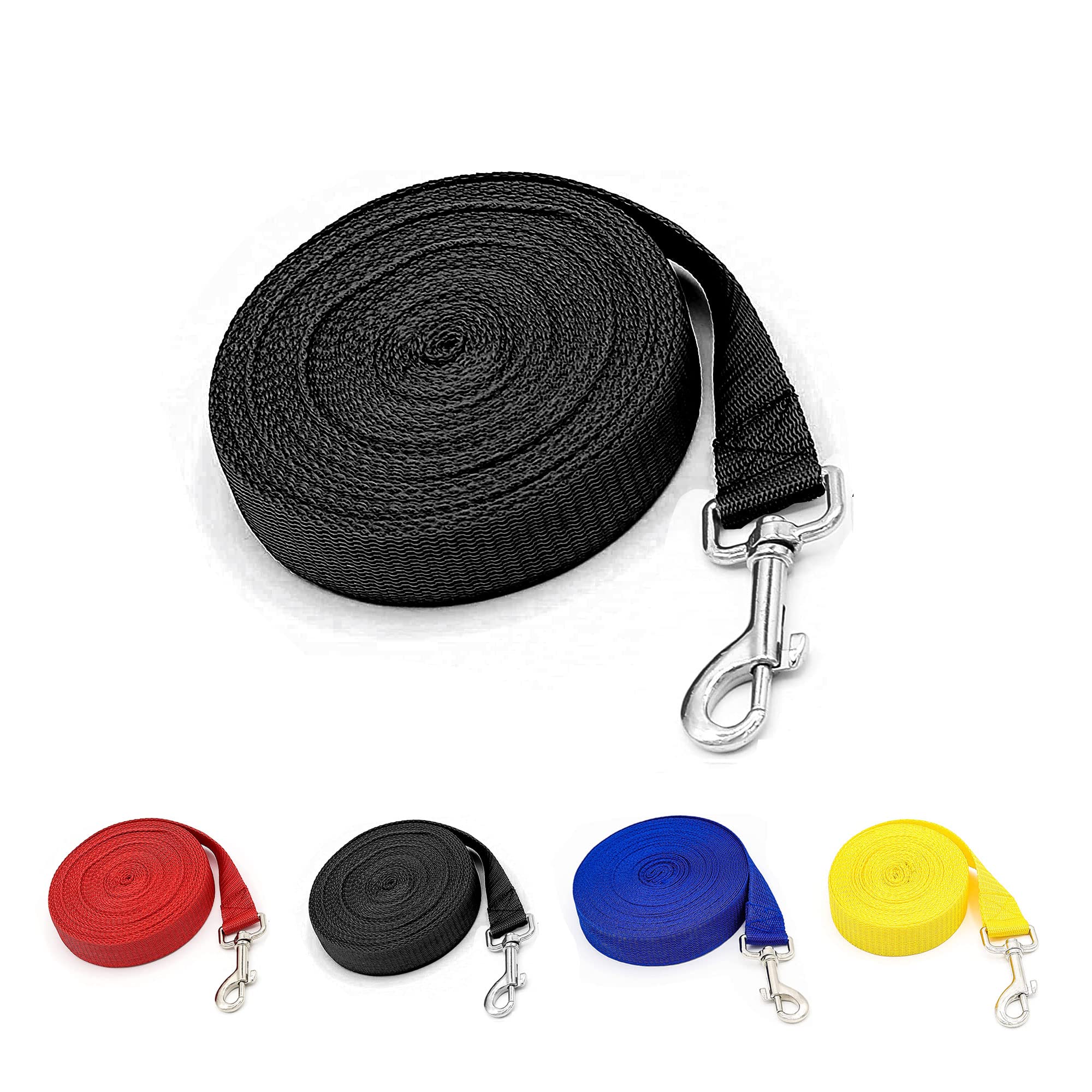 Dog Training Lead Leash Extra Long Line, 5m Nylon Leash for Large, Medium & Small Dogs - Great for Pet Recall Training Obedience, Running, Camping, Backyard Strong lead with Metal Component (Black)