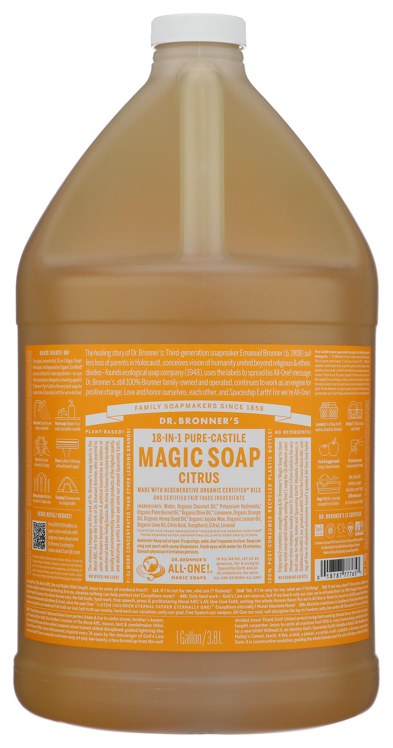 Dr Bronner | Citrus Pure-Castile Liquid Soap, 3.79l