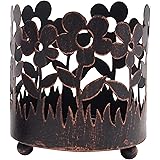 Hosley 4.5" High Bronze Jar Holder, Candle Sleeve LED Lantern Votive Tea Light Holder. Ideal Gift for Wedding, Spa, Aromatherapy, Parties. Bulk Buy O9