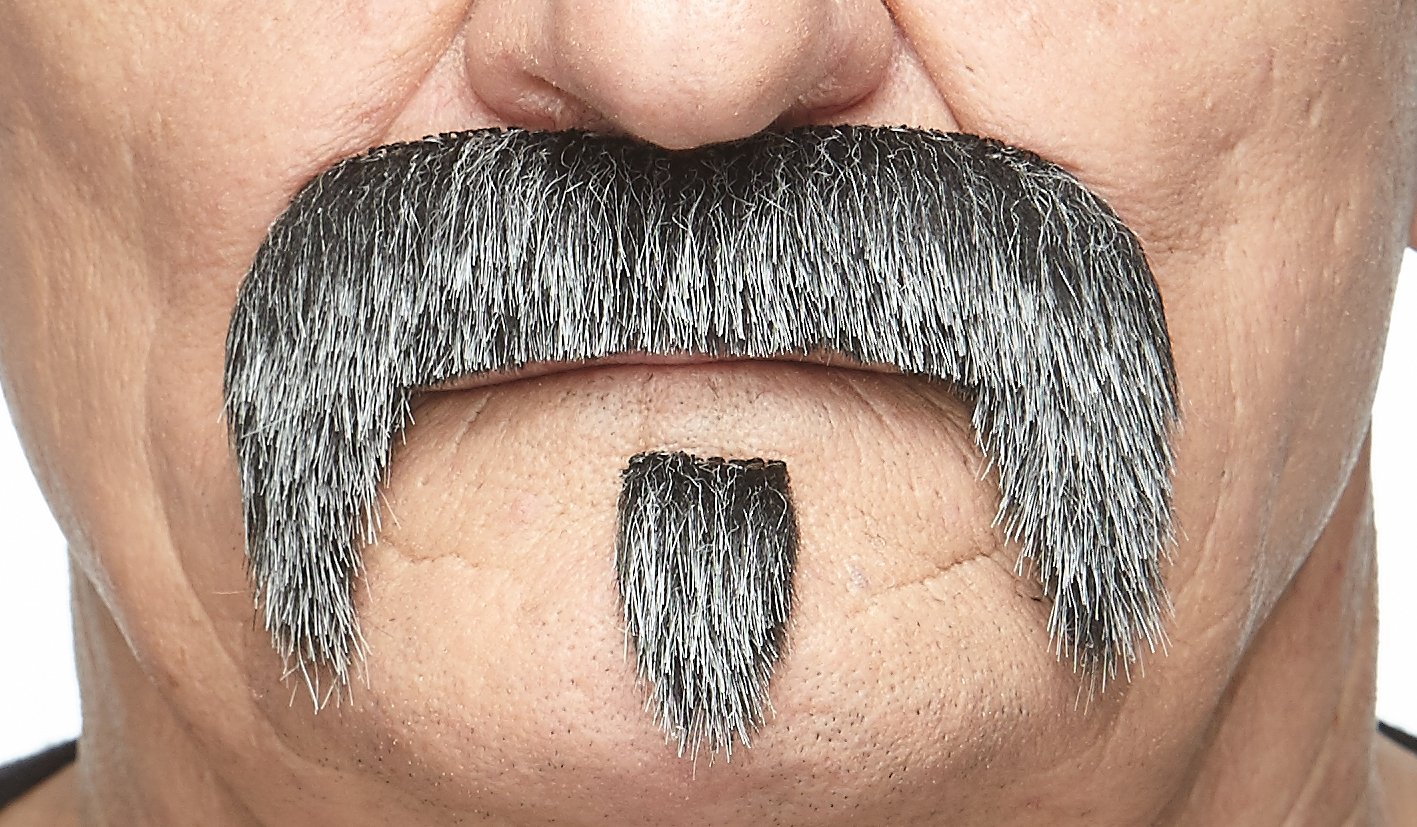 Mustaches Self-adhesive Zappa Fake Mustache, Novelty, Fake Facial Hair, Costume Accessory for Adults, Salt and Pepper Color