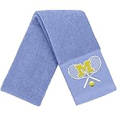 OXYEFEI Tennis Towel,Tennis Gift for Men, Women,Lovers,13”x 43” Cotton Embroidered Tennis Towels (Blue, M)