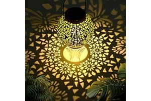 Qoosea Solar Lantern Outdoor Solar Lights Waterproof Hanging Solar Lights Outdoor Garden Christmas Butterfly Hollowed-Out Decorative Garden Light for Yard Patio Lawn Landscape Pathway Garden Decor