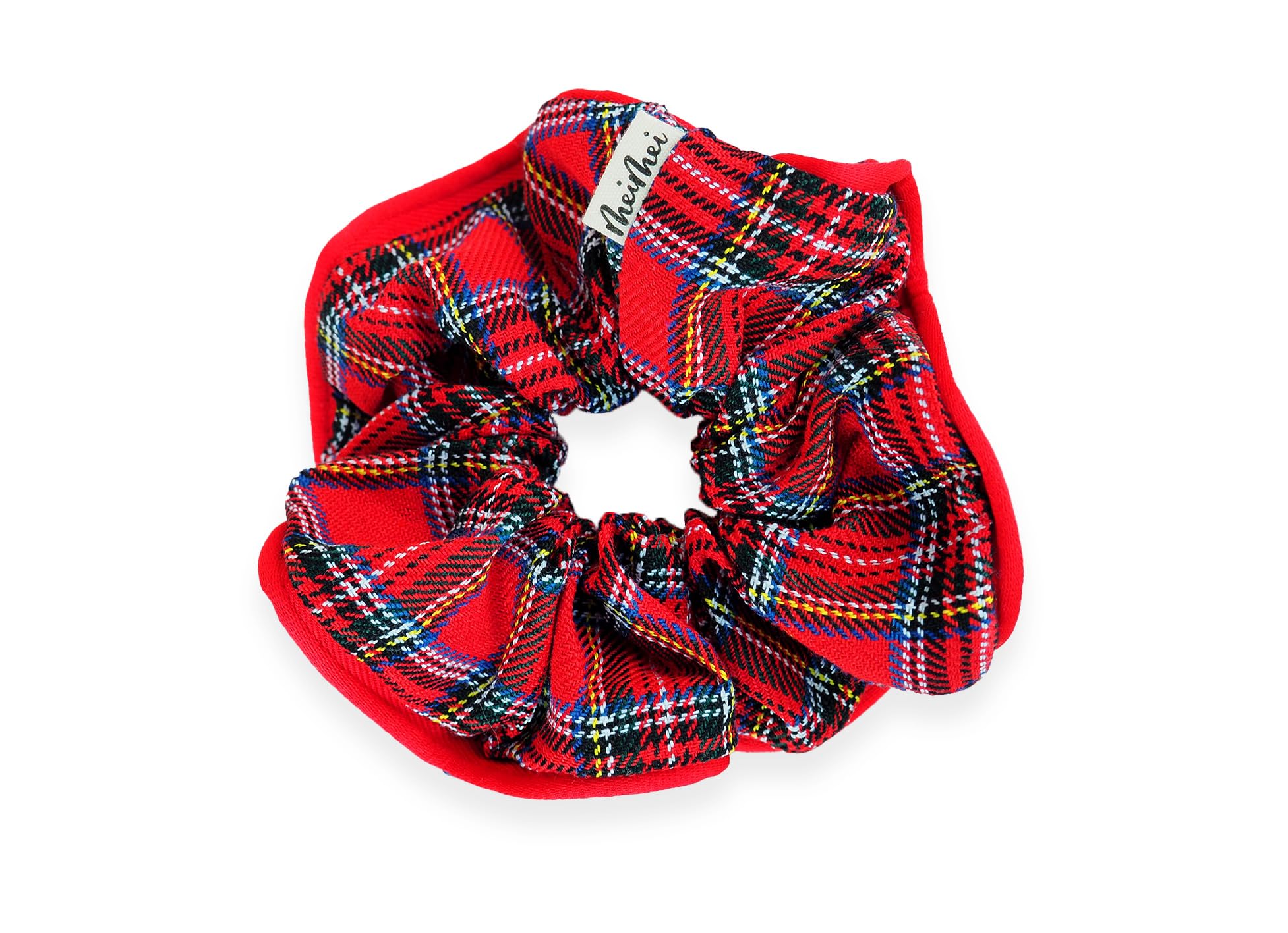 MeiMei Tartan Hair Bow, Christmas Xmas Stocking fillers, Gift Present, Hair Tie Rubber Elastic Band Bobble Scrunchies, Handmade Burns Night Highland Holiday Hair Accessories (Tartan Red,Scrunchie)