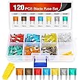 Nilight 120Pcs Blade Fuses Assortment 5, 7.5, 10, 15, 20, 25, 30 AMP Regular Mini ATM/APM Blade Fuses for Cars Trucks Boats Automotives, 2 Years Warranty, Multicolor