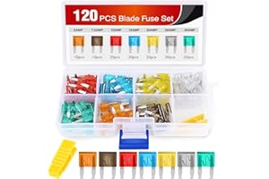 Nilight 120Pcs Blade Fuses Assortment 5, 7.5, 10, 15, 20, 25, 30 AMP Regular Mini ATM/APM Blade Fuses for Cars Trucks Boats Automotives, 2 Years Warranty, Multicolor