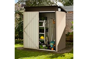 Aoxun Outdoor Storage Shed,5x3 FT, Garbage Can,Outdoor Metal Shed for Tool,Garden,Bike, Brown