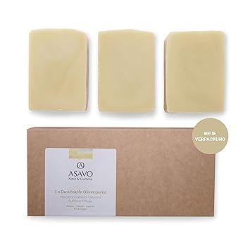 ASAVO Premium Olivenölseife, handgeschöpft mit extra-nativen Bio-Olivenöl, 100% Naturseife, Olivenseife, ohne Parfum, vegan, 