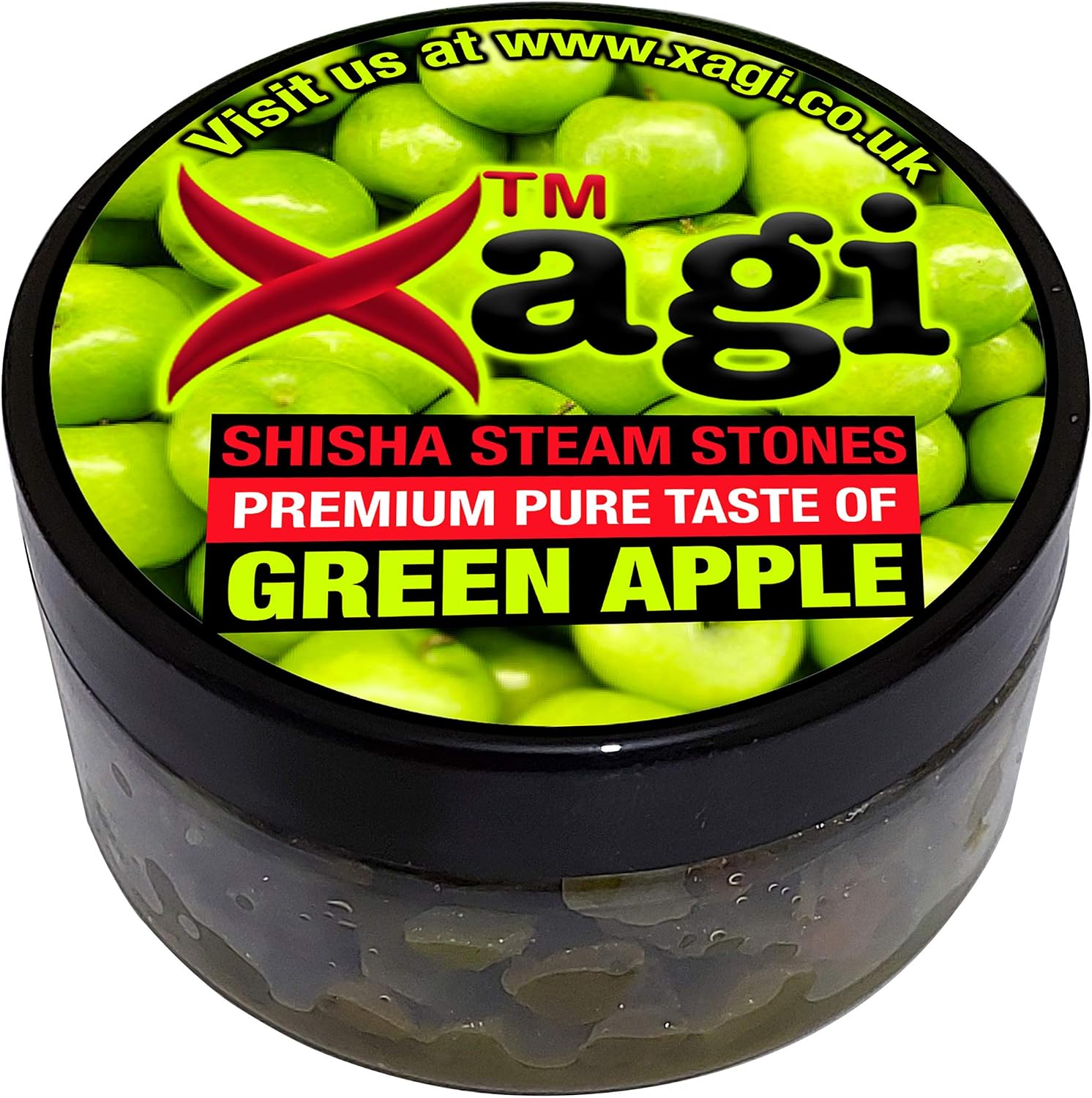 Xagi Shisha Flavours Natural Fruits Flavoured Shisha/Hookah STEAM Stones Hookah Shisha Flavours Nicotine-Free No Tobacco Shisha STEAM Stones GRANULES 100G Shisha Green Apple Flavour