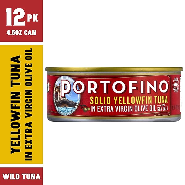 PORTOFINO SOLID YELLOWFIN TUNA IN EXTRA VIRGIN OLIVE OIL – 4.5OZ CAN (PACK OF 12)