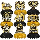 9 Pcs 40th Birthday Centerpieces for Tables Decorations Cheers to 40 Years Honeycomb Table Topper for Men and Women Fifty Years Party Decor Supplies