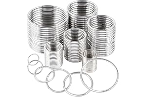 PETKNOWS 90Pcs 6 Sizes Silver Metal O Rings Multi-Purpose Heavy Duty Round Ring for Hardware Bags Belts Dog Leashes Hanging Basket DIY Craft Supplies, 15mm, 20mm, 25mm, 32mm, 38mm, 50mm