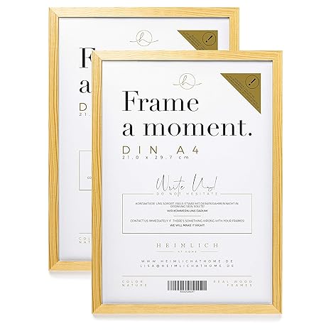 Heimlich® DIN A4 Rahmen Doppelpack (2 STK.) » Natur « Holz Bilder-Rahmen mit Plexi-Glas