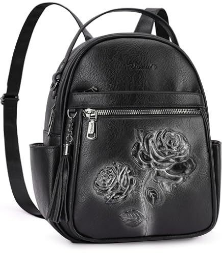 Mini Backpack, Ladies Purse Style Backpack with Front Pocket for Cellphone Made In USA. (Black) : Clothing, Shoes & Jewelry