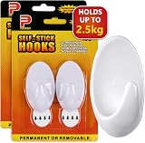 Ainiv 2-Pack Large Hooks with Adhesive Strips Damage-Free 2.5KG