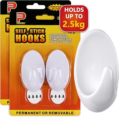 Ainiv 2-Pack Large Hooks with Adhesive Strips Damage-Free 2.5KG