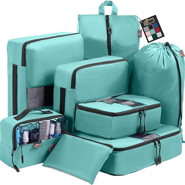 GORILLA GRIP 8 SET PACKING CUBES, TRAVEL ESSENTIALS...