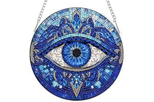 Lxmsja Evil Eye Diamond Painting Ornament Kits, DIY 5D Double-Sided Blue Stained Glass Diamond Art Kits for Adults, Acrylic W