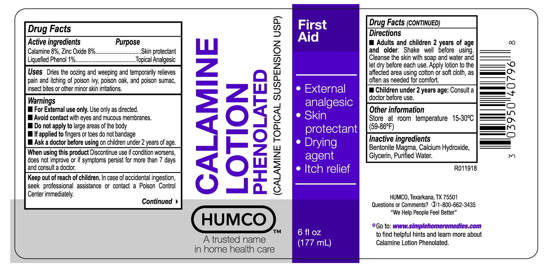 Humco 040796001 Calamine Lotion, 6oz