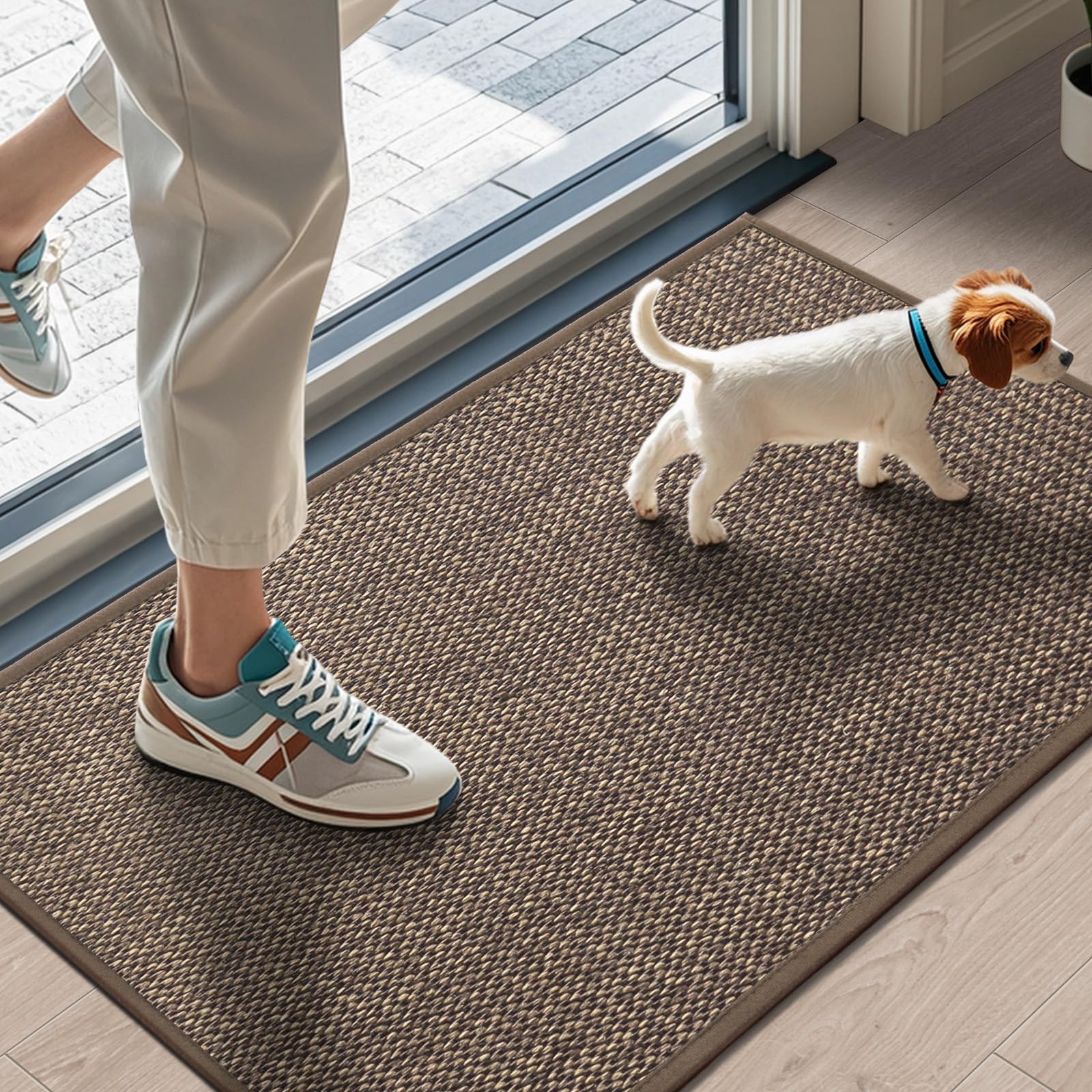 Photo 1 of LEKEEPGO Door Mat 17"x29", Non Slip Door Mat Indoor Entrance, Rubber Backing Indoor Door mat Washable Absorbent Low-Profile Doormat Front Entryway Entry Resist Dirt Inside Door Mats, Brown