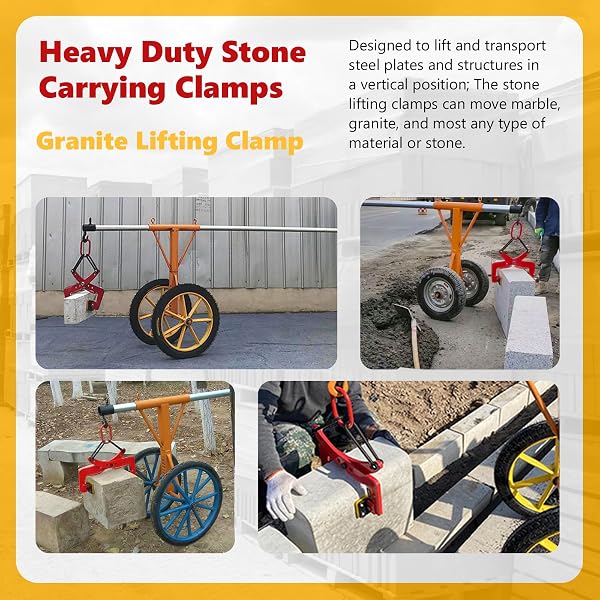 SENKEYFE GRANITE LIFTING CLAMP 6″, 770LBS STONE LIFTING CLAMPS 40MM-180MM, VERTICAL STONE CLAMPS, HEAVY DUTY STONE CARRYING CLAMPS FOR LIFTING TRANSPORTING CONCRETE BLOCK GRANITE SLAB STONE SLAB (RED)