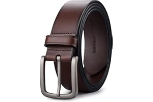 Buffway Men's Leather Belt,1.5" Handmade Top-Grain Leather–Durable,Comfortable,Suitable for Everyday Formal & Casual Wear