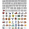 Sports Letters Numbers Charms for Clog Shoe Decoration, Basketball Baseball Hockey Lacrosse Softball Soccer Football Volleyball Sneakers Charm Gift for Boys Girls Kids Teens and Adults