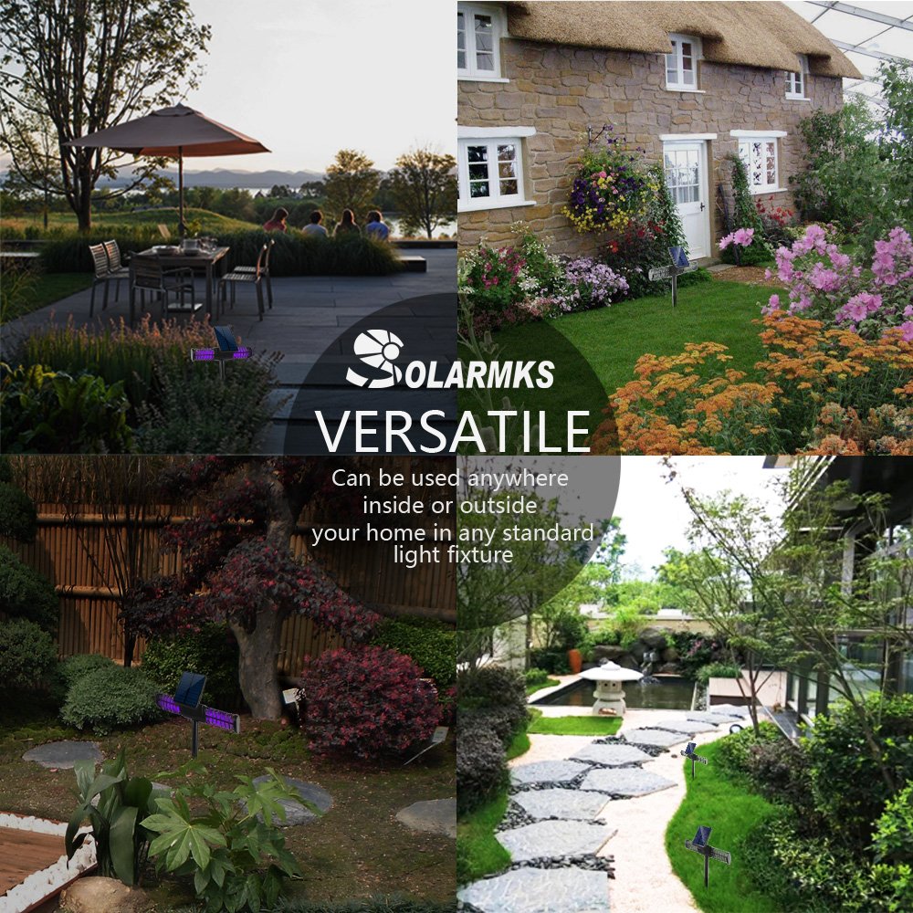 Solarmks Solar Bug Zapper Outdoor Mosquito Killer Lamp with 4 LED UV Bulbs,Wireless Security Outdoor Insect Killer Lamp, Solar Garden Lights