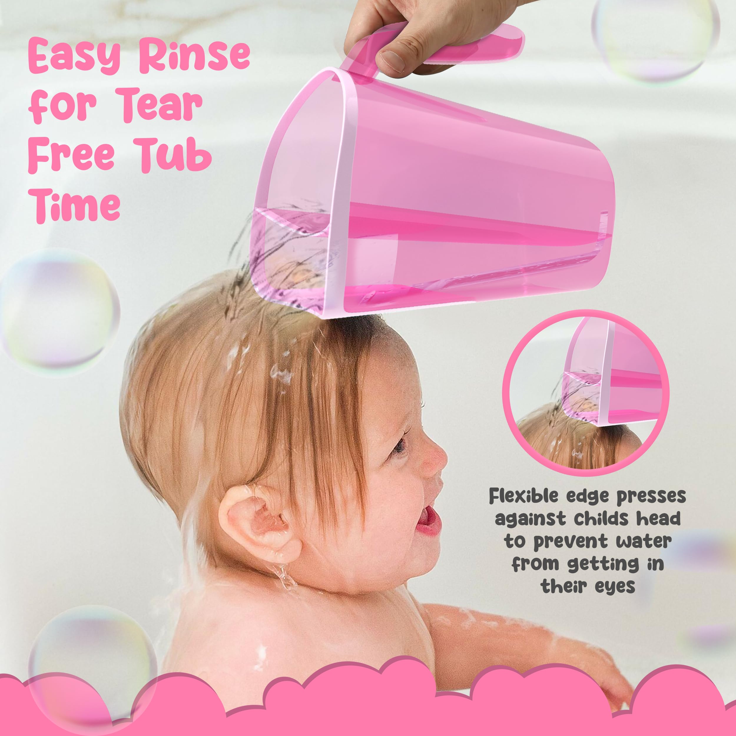 Tear-Free Bathing Experience with Rinse Cup - Soft Flexible Edge, Comfortable Handling & 40 Oz Capacity