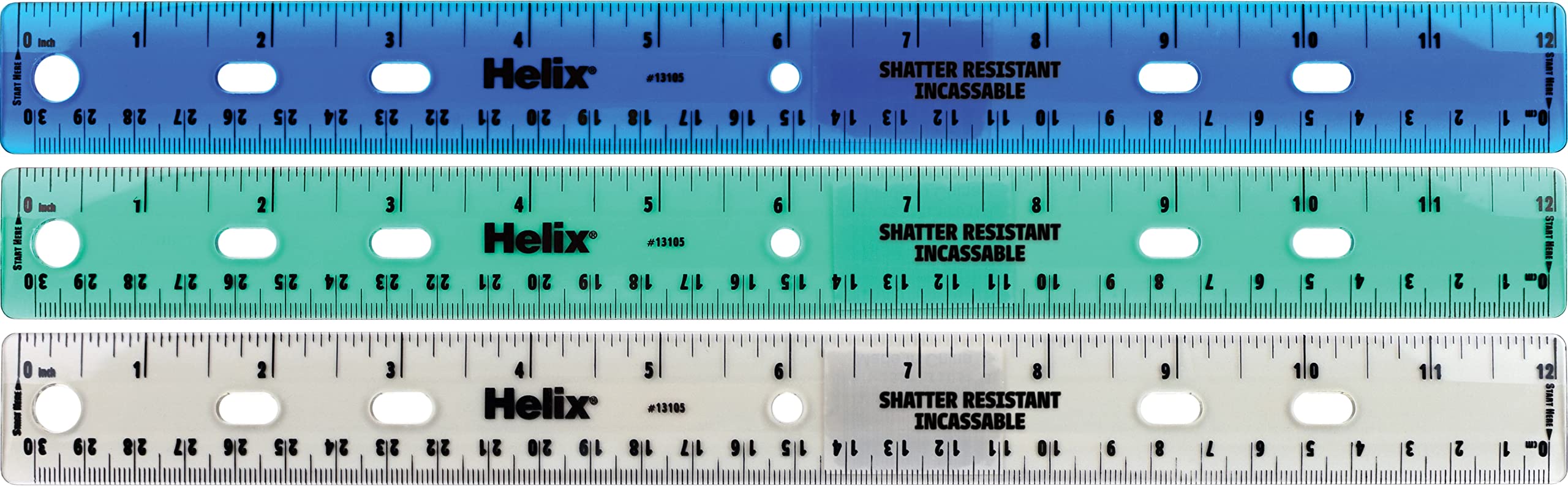 Photo 1 of Helix Standard Ruler, 12 Inch / 30cm, Assorted Colors (13105)