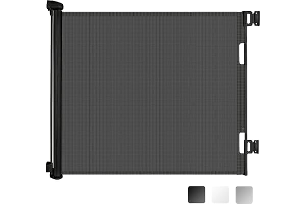 Sulishang Retractable Baby Gate 33.8"x55"- Safety Mesh Baby Gate/Dog Gate, 33inch Tall and Extends up to 55inch Wide for Stai