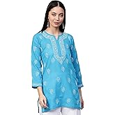 Ada Hand Embroidered Indian Clothing Chikankari Women's Cotton Top Tunic Shirt Kurti A210717