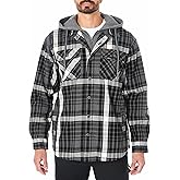 Smith's Workwear Mens Sherpa-Lined Hooded Flannel Shirt-Jacket with Inset