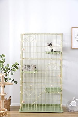 Amazon Dcdc 猫 ケージ おしゃれ キャットケージ 3段 猫ゲージ おしゃれ キャットハウス ネコ ハウス 多段 留守番 保護 脱走防止 多頭飼い 多頭 スチール ペットケージ 緑 Dcdc ケージ 通販