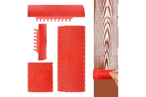KRYSLANIX 4 Pcs Wood Grain Tool,Rubber Wooden Pattern Graining Knurling Tool,Natural Wood Grain Painting Maker Tool,Wall Texture Pattern Embossing Painting Tool for DIY Wall Decor