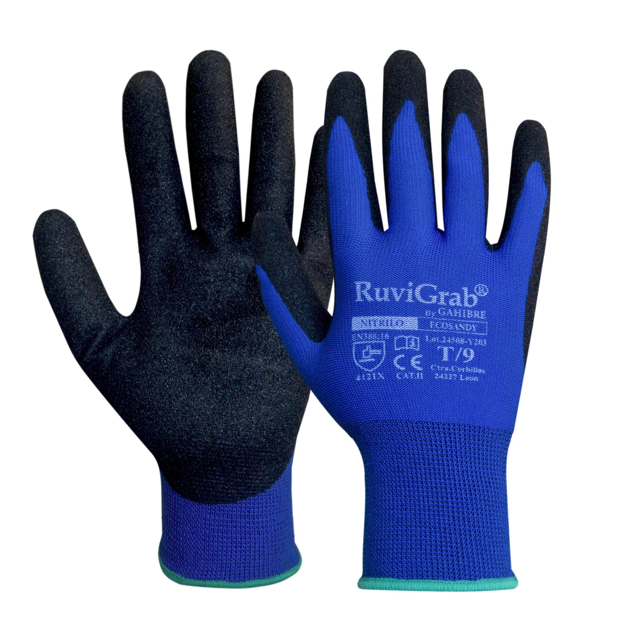 Ruvigrab Fiber/Nylon Support Glove, Nitrile Sandy Coating