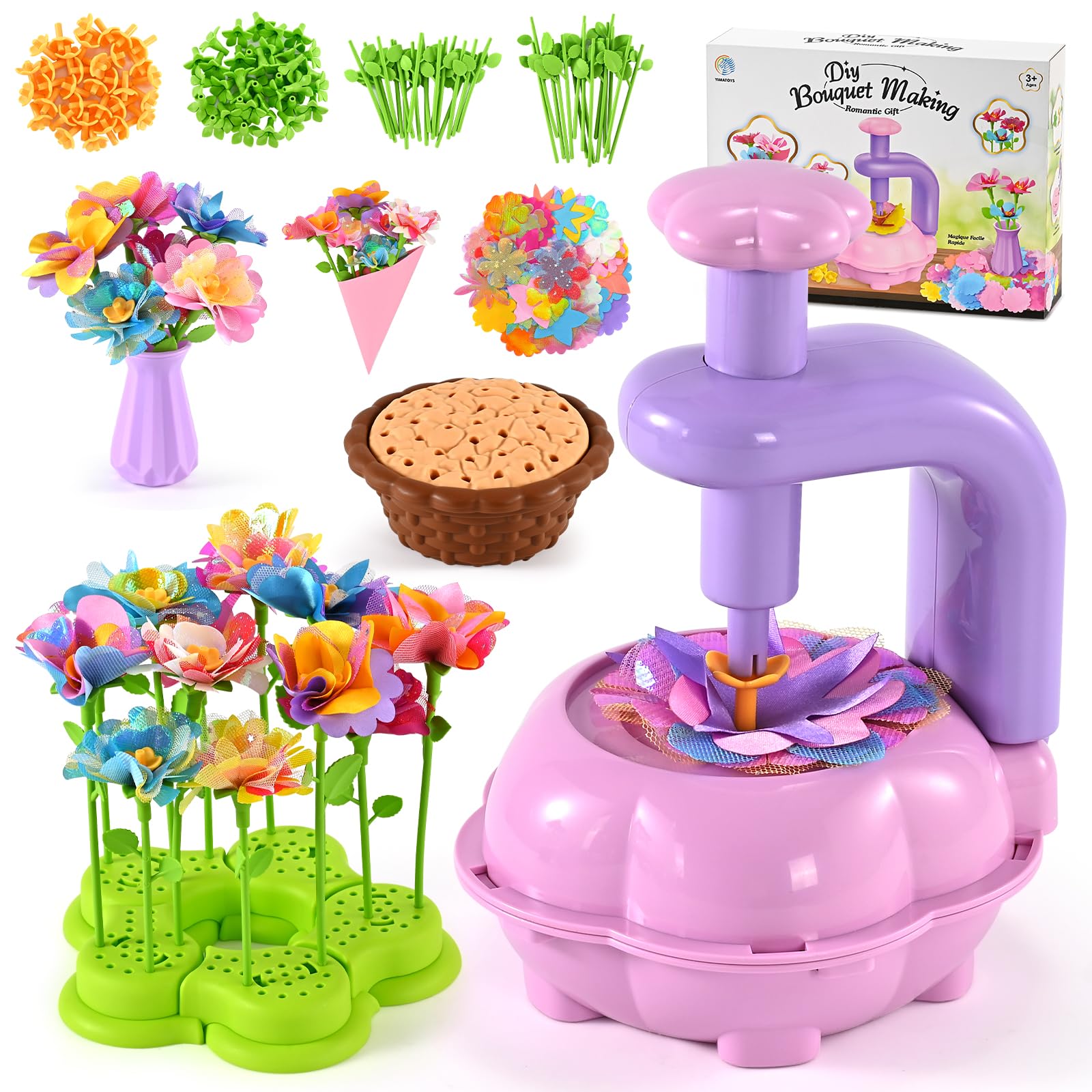 BlueSwan Craft Kits for Kids, DIY Fabric Flowers Bouquets, Girls Toys, Flower Press Textile Kit, Poke-in Arts and Crafts Easter Gifts for 4-12 Year Old Girl, ADHD, STEM Toy, Mothers Day Gifts for Mum