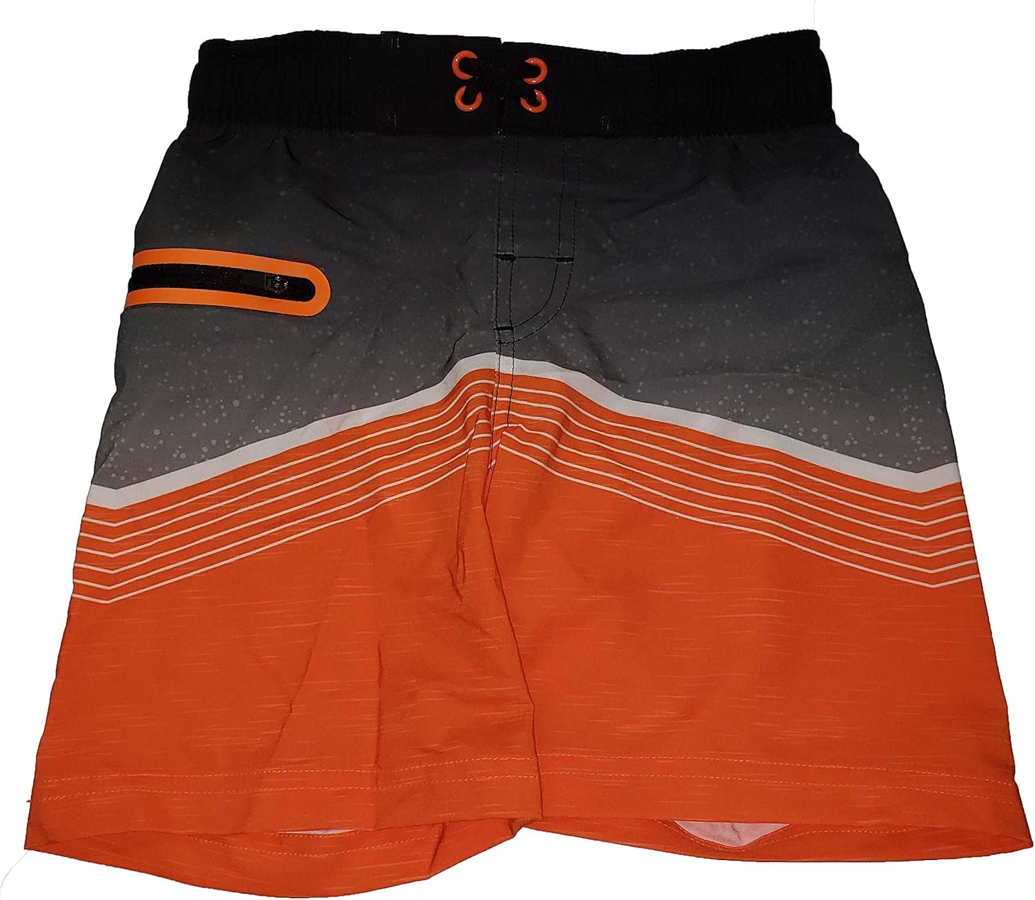 black and orange swim trunks