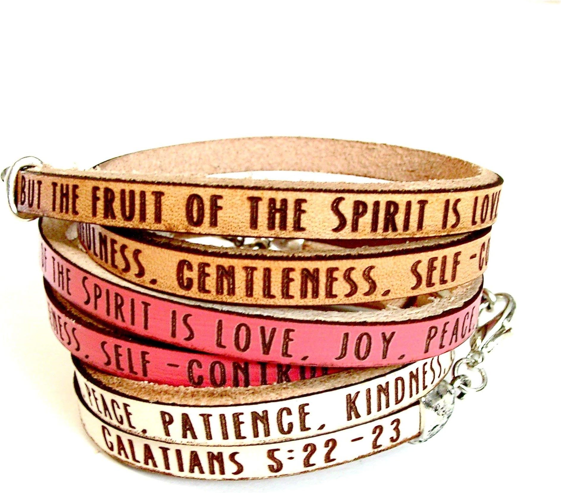 Fruit of the Spirit- Galatians 5:22-23 Daily Reminder Double Wrap Leather Bracelet