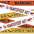 GXGGUS Halloween Decorations, Halloween Caution Tape Bundle - 3 Pcs Fright Warning Creepy Banner Party Decor with Bat, Blood