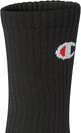 Champion Unisex Basics 6 Pack Crew Ankle Socks Black UK Size 6-8 view 3