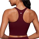 CRZ YOGA Butterluxe Racerback Crop Tank Tops for Women - Padded Y-Back Longline Sports Bras Scoop Neck Workout Yoga